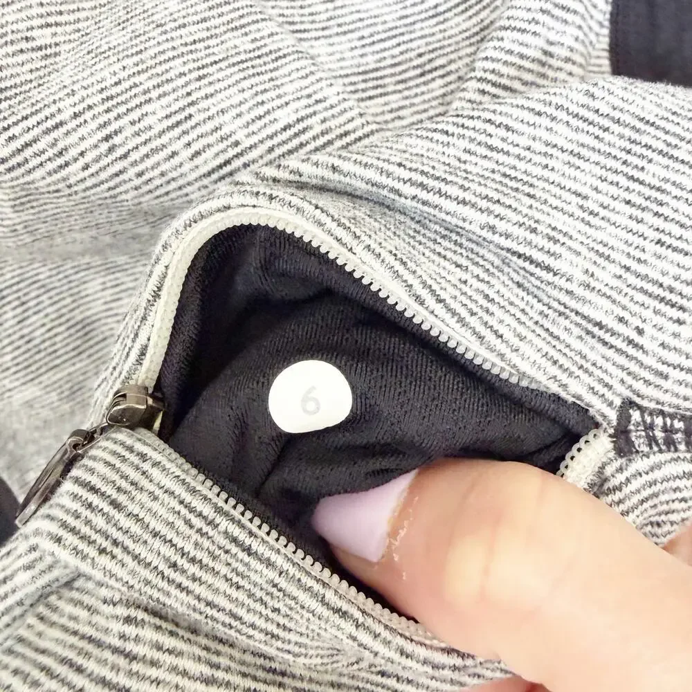 Lululemon Full Tilt Gray Black Long Sleeve Shirt Sz 6